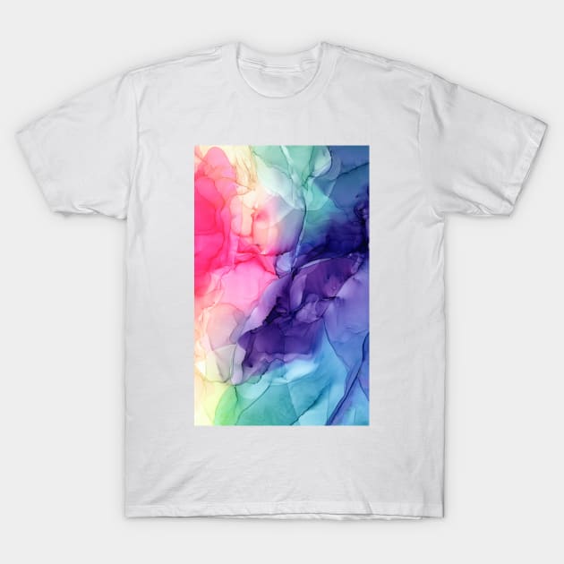 Colorful Rainbow Flowing Abstract Vertical Painting T-Shirt by Elizabeth Karlson Art